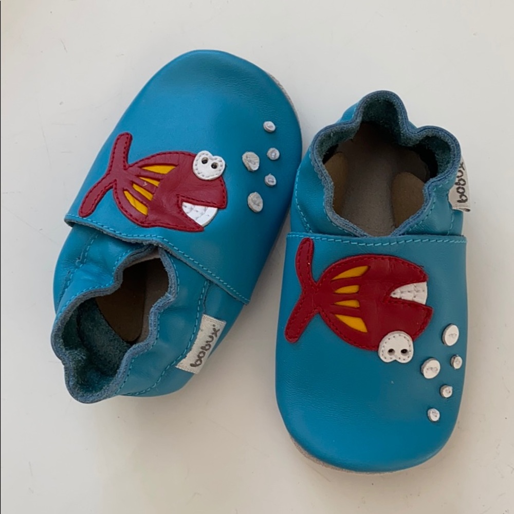 Bobux leather baby moccasins “Fishy Friend”